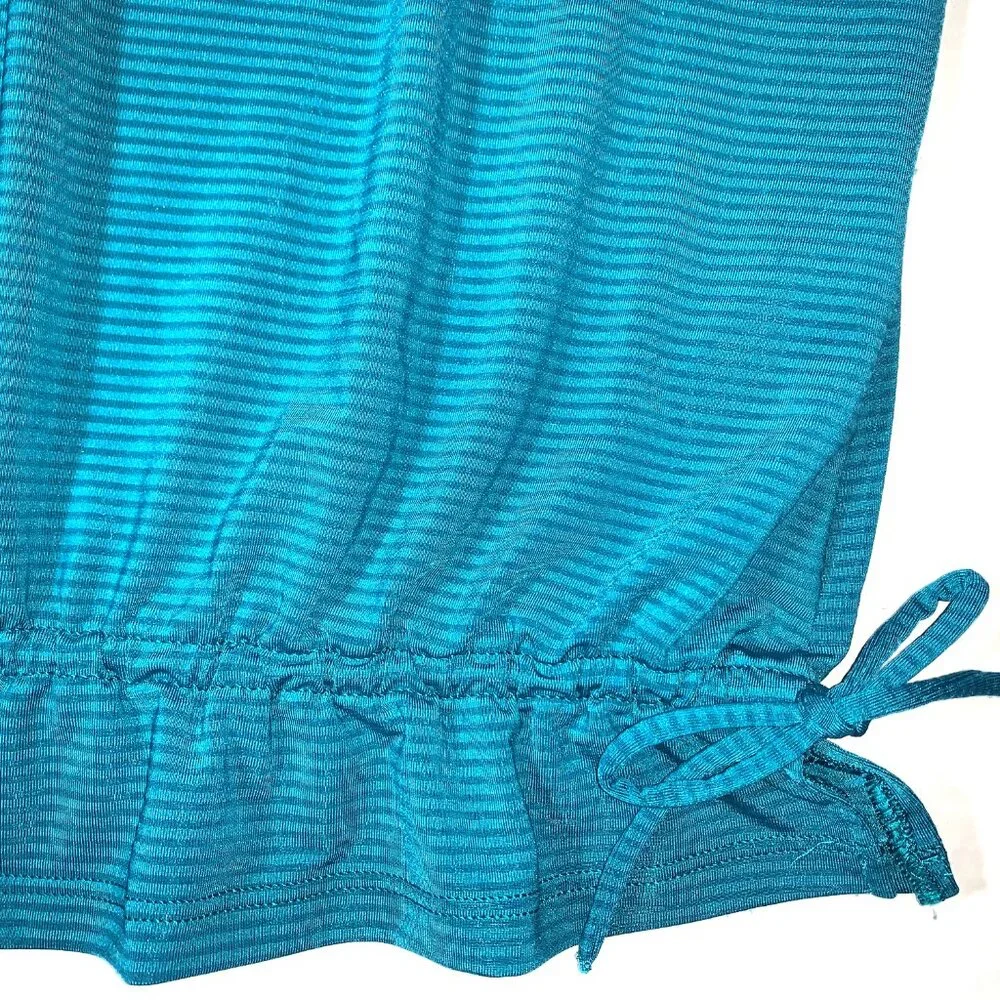 Athleta Skills & Drills Coastal Green Drawstring Built-In Bra Tank Top Women's M - Picture 4 of 9